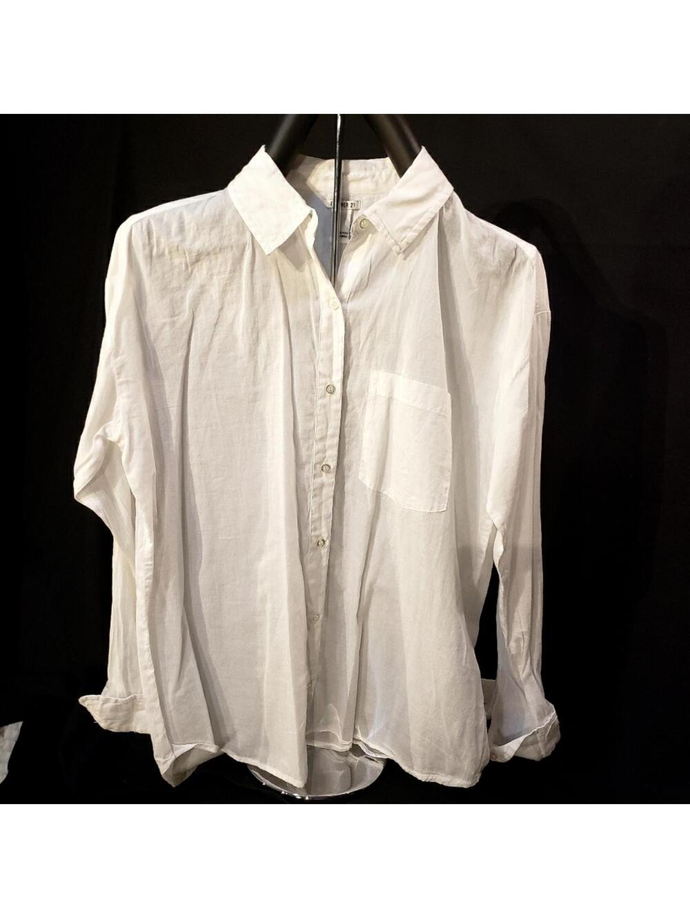 Forever 21 White Button Down Shirt Sz M